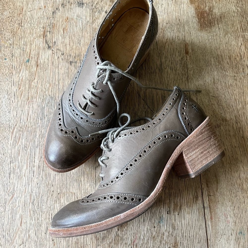 Fabulous Frye Brogues With Chunky Heels